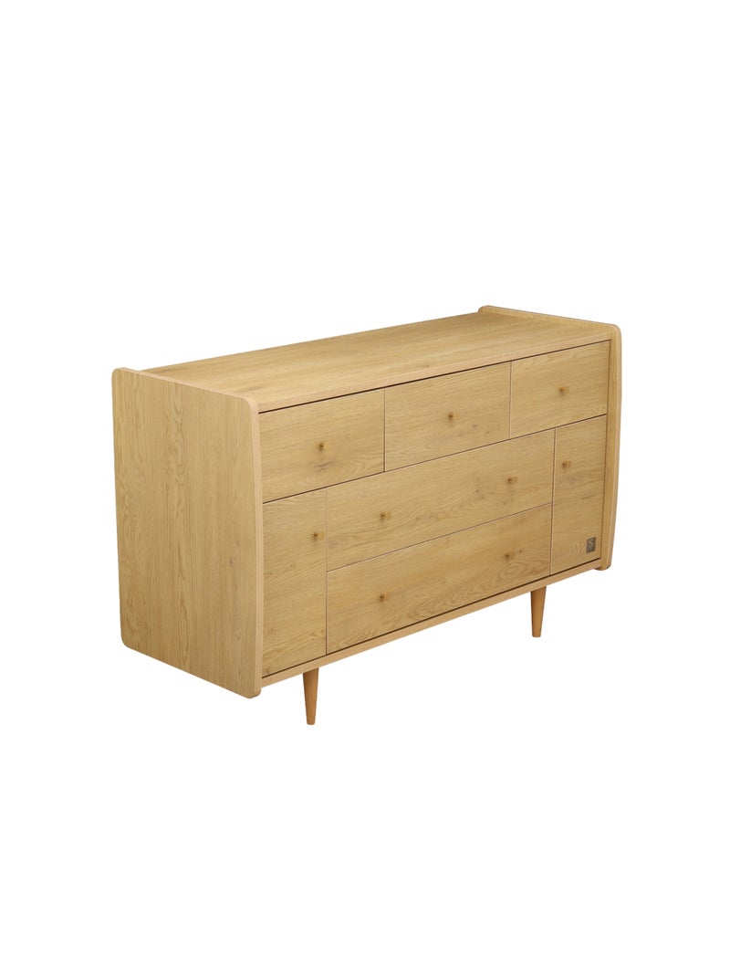 Commode 5 tiroirs et 2 portes pieds bois et poignées métal - sauthon Marron - Kiabi