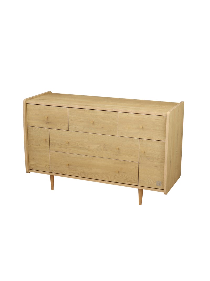 Commode 5 tiroirs et 2 portes pieds bois et poignées métal - sauthon Marron - Kiabi