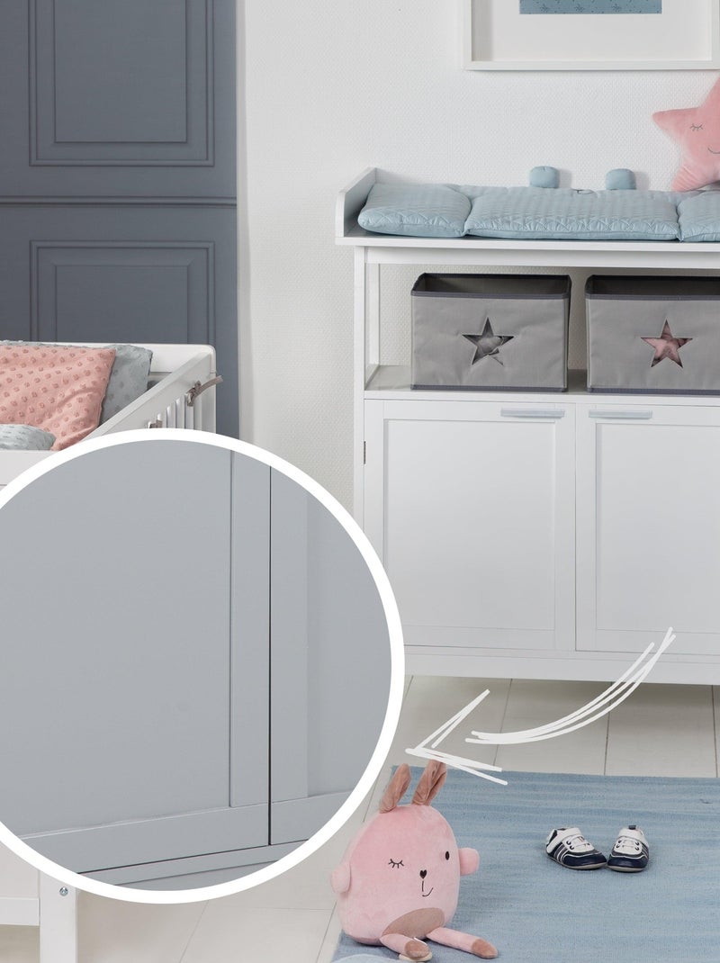 Commode à langer 2 portes + 2 bacs de rangement 'Hamburg' ROBA Gris - Kiabi