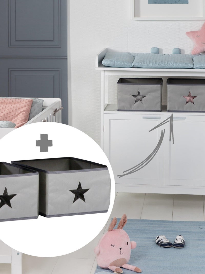 Commode à langer 2 portes + 2 bacs de rangement 'Hamburg' ROBA Gris - Kiabi
