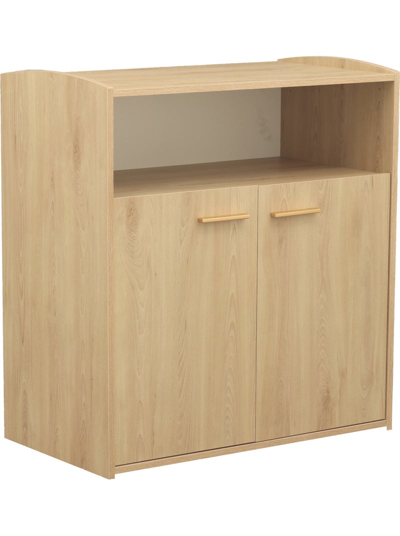 Commode à langer 2 portes et une niche décor bois hêtre - sauthon Marron - Kiabi