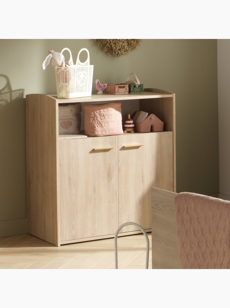 Commode à langer 2 portes et une niche décor bois hêtre - sauthon Marron - Kiabi