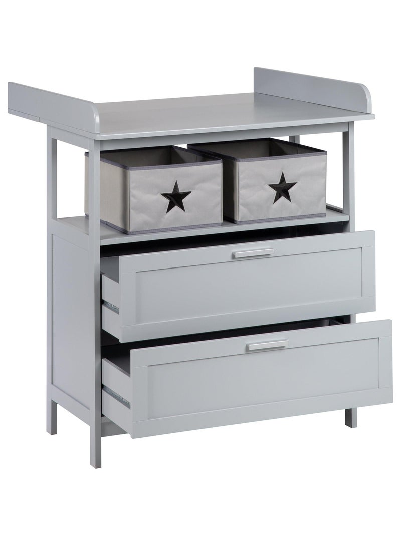 Commode à langer 2 tiroirs + 2 bacs de rangement 'Hamburg' ROBA Gris - Kiabi