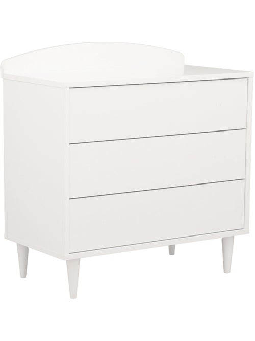 Commode à langer 3 tiroirs avec fronton et pieds bois laqués - ouverture push - sauthon - Kiabi Commode à langer 3 tiroirs avec fronton et pieds bois laqués - ouverture push - sauthon - Kiabi