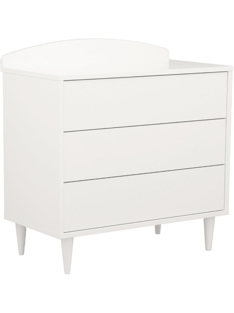 Commode à langer 3 tiroirs avec fronton et pieds bois laqués -  ouverture push - sauthon Blanc - Kiabi