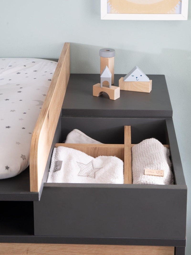 Commode à langer évolutive 3 portes et 5 niches 'Lenn' ROBA gris anthracite - Kiabi