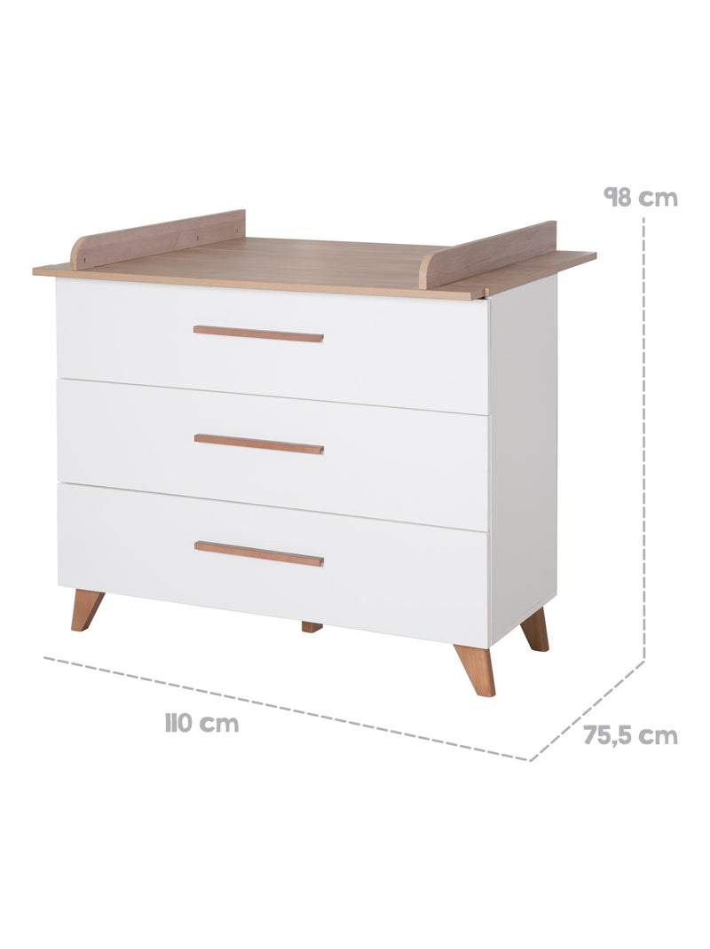 Commode à langer évolutive 3 tiroirs en bois - ROBA 'Ole' Blanc - Kiabi