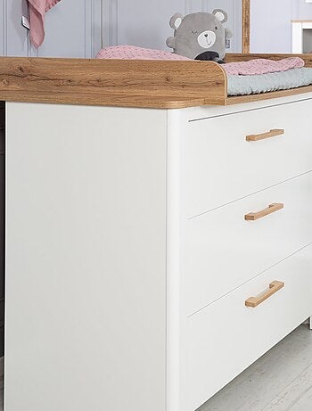 Commode à langer évolutive 3 tiroirs en bois effet chêne - ROBA 'Ava'