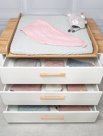 Commode à langer évolutive 3 tiroirs en bois effet chêne - ROBA 'Ava'