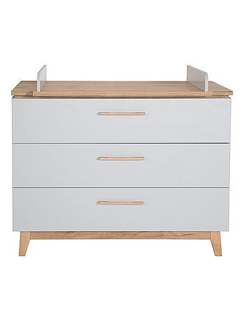 Commode à langer évolutive 3 tiroirs en bois effet chêne - ROBA 'Caro'
