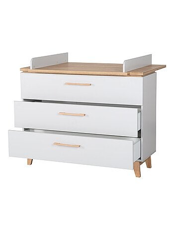 Commode à langer évolutive 3 tiroirs en bois effet chêne - ROBA 'Caro'