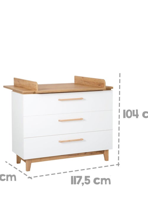 Commode à langer évolutive 3 tiroirs en bois effet chêne - ROBA 'Finn' - Kiabi