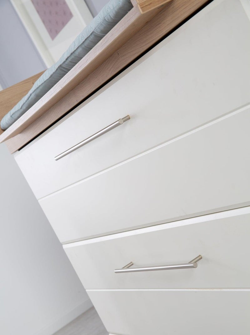 Commode à langer évolutive 3 tiroirs en bois effet chêne - ROBA 'Nele' Blanc - Kiabi