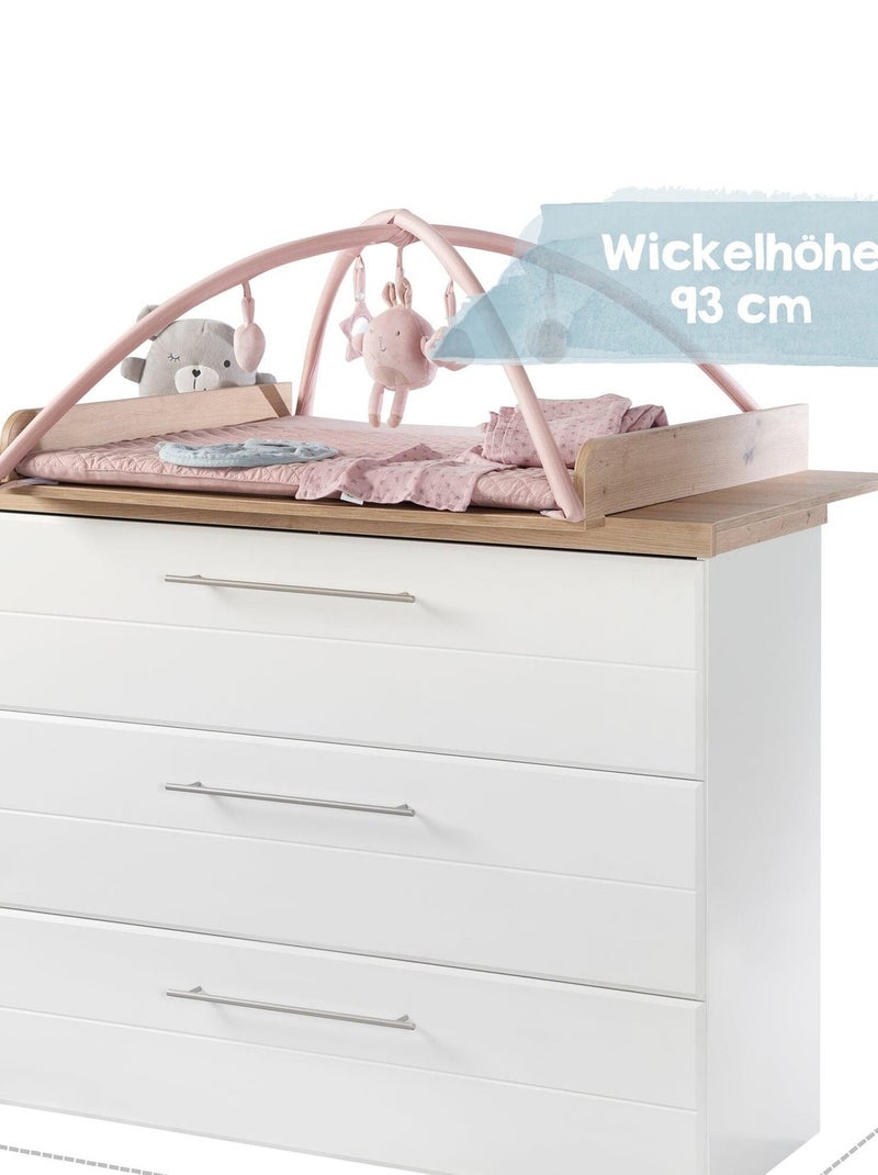 Commode à langer évolutive 3 tiroirs en bois effet chêne - ROBA 'Nele' Blanc - Kiabi