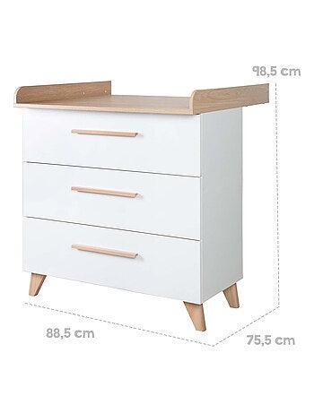 Commode à langer évolutive 3 tiroirs 'leon' roba