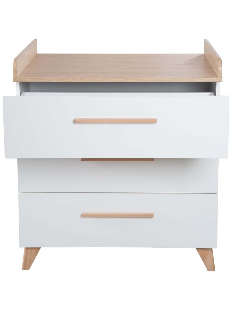 Commode à langer évolutive 3 tiroirs 'Leon' ROBA Blanc/Bois - Kiabi