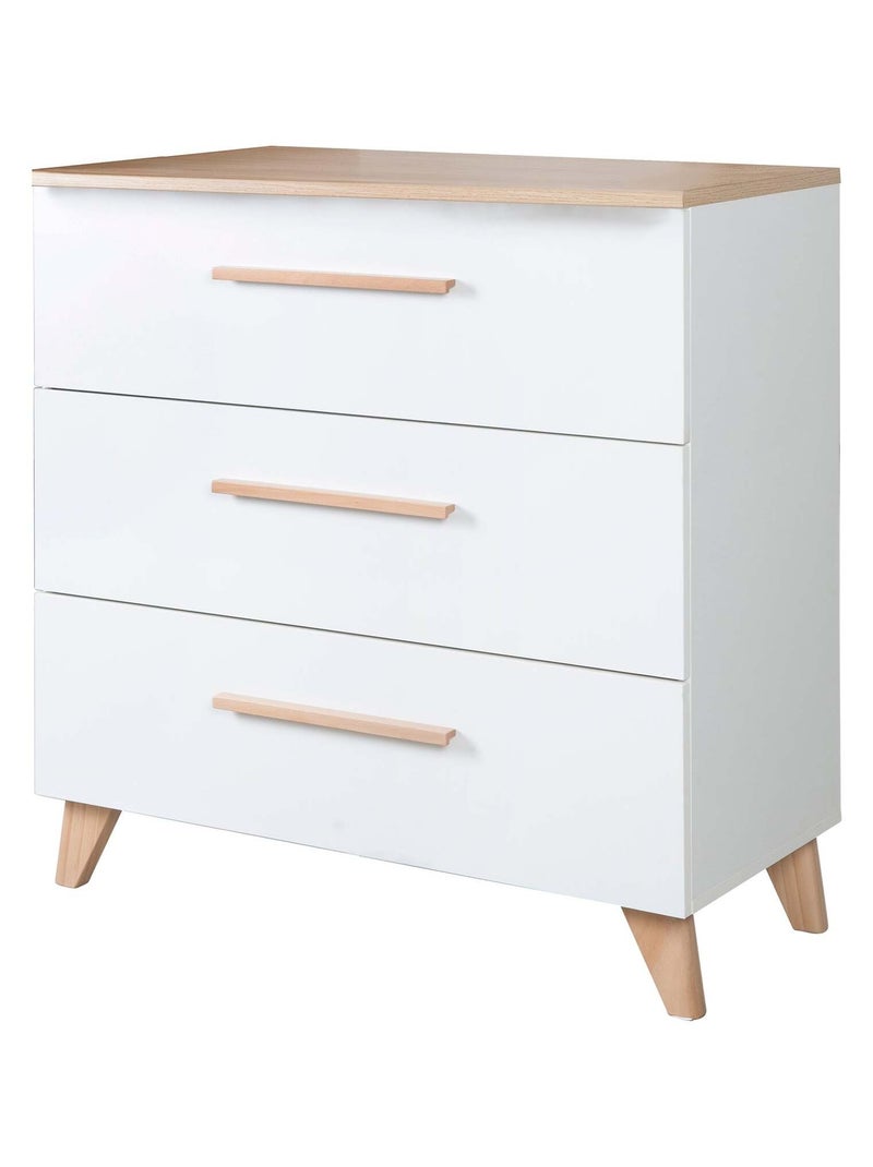 Commode à langer évolutive 3 tiroirs 'Leon' ROBA Blanc/Bois - Kiabi