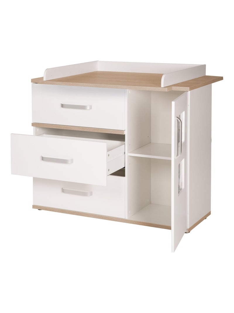Commode à langer évolutive avec 2 cadres photo 'Pia' ROBA Blanc Marron - Kiabi