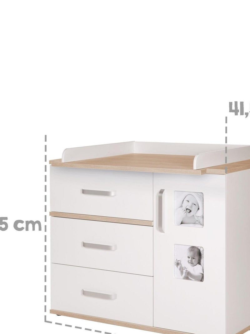 Commode à langer évolutive avec 2 cadres photo 'Pia' ROBA Blanc Marron - Kiabi