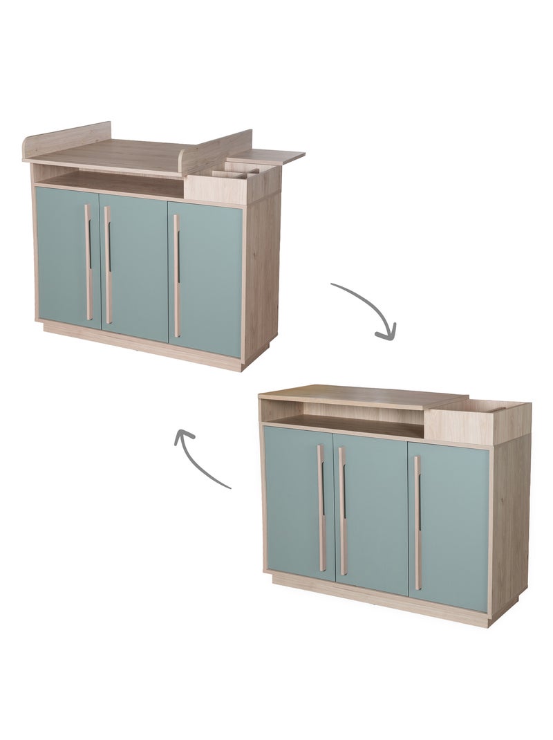 Commode à langer minimaliste avec rangements Selva Roba Vert/Rose - Kiabi