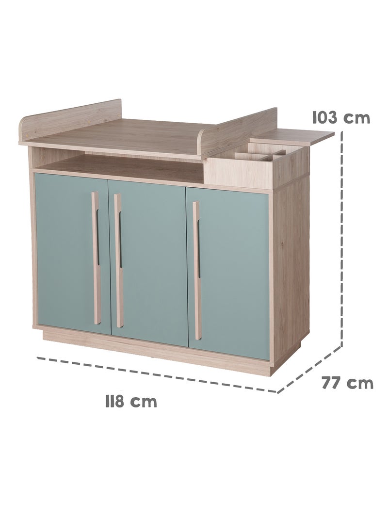 Commode à langer minimaliste avec rangements Selva Roba Vert/Rose - Kiabi