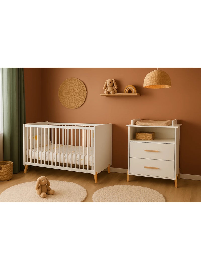 Commode à langer sur pieds en bois - babyprice Blanc Marron - Kiabi