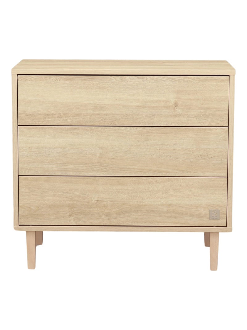 Commode met 3 laden en houten poten Bruin - Kiabi