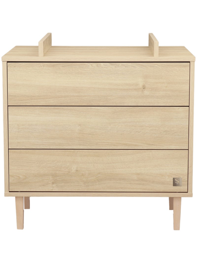 Commode met 3 laden en houten poten Bruin - Kiabi