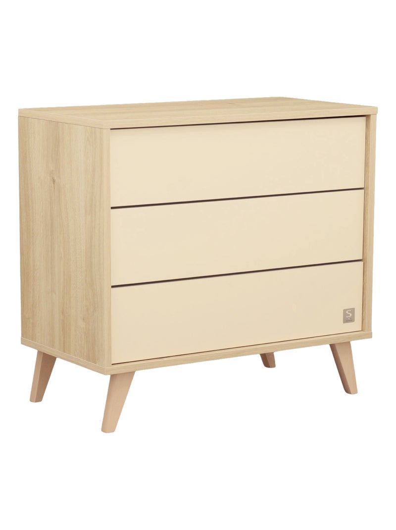 Commode met 3 laden op schuine houten poten Bruin - Kiabi
