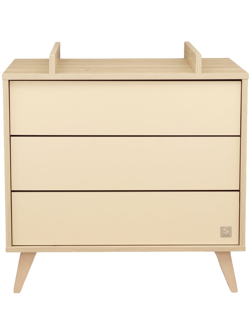 Commode met 3 laden op schuine houten poten Bruin - Kiabi