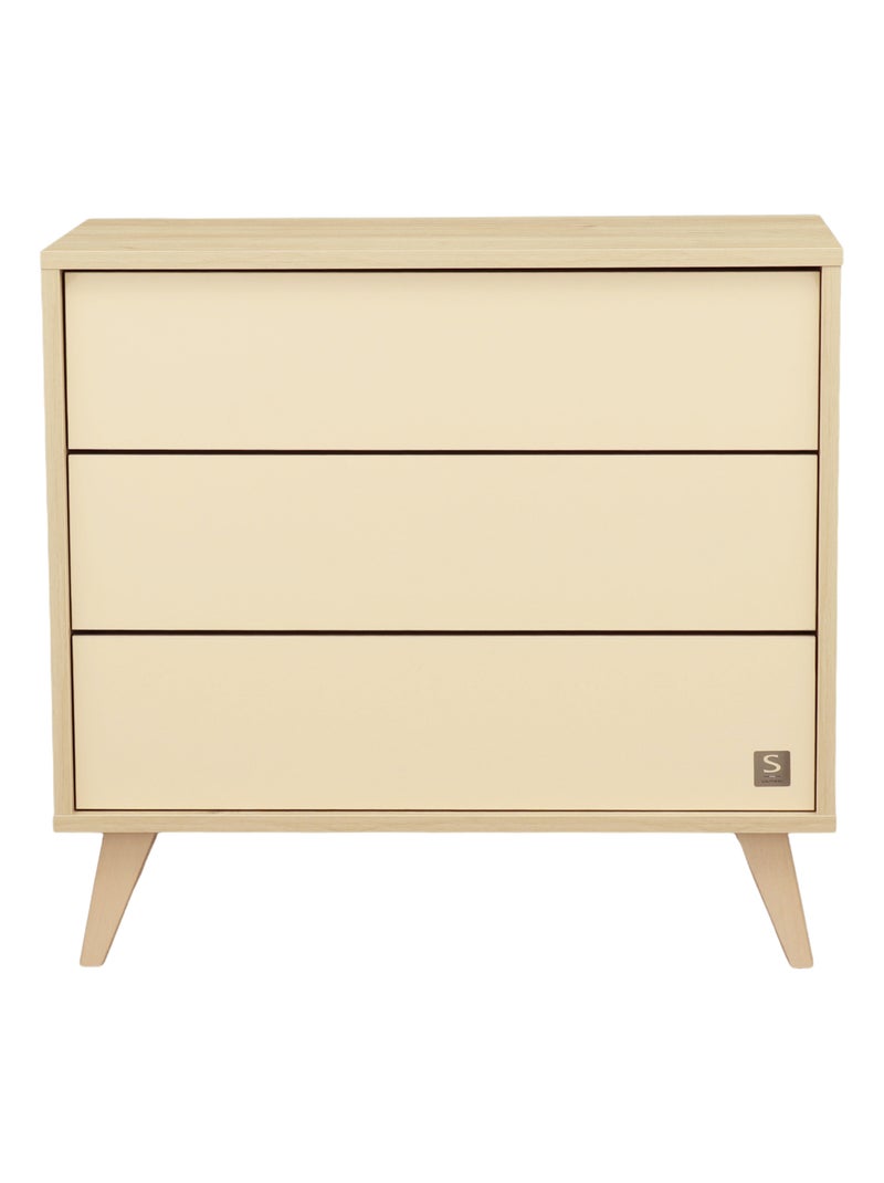 Commode met 3 laden op schuine houten poten Bruin - Kiabi