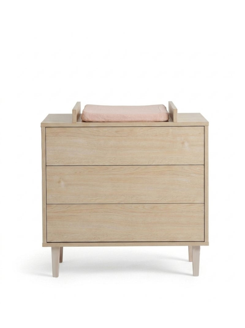 Commode met 3 lades op poten - afwerking in asbeukenhout Beige - Kiabi