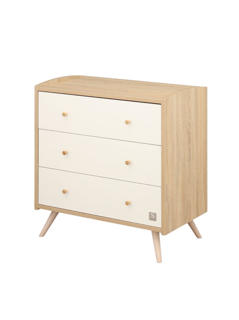 Commode met 3 lades Wit Bruin - Kiabi