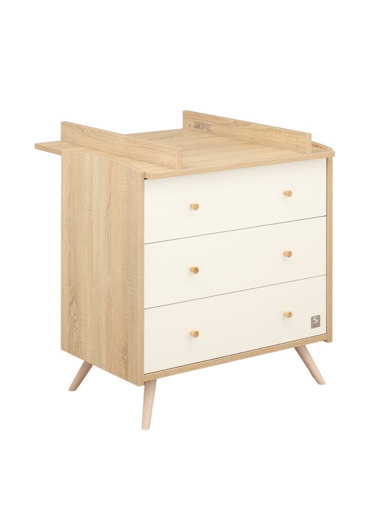 Commode met 3 lades Wit Bruin - Kiabi