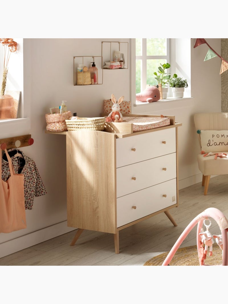 Commode met 3 lades Wit Bruin - Kiabi