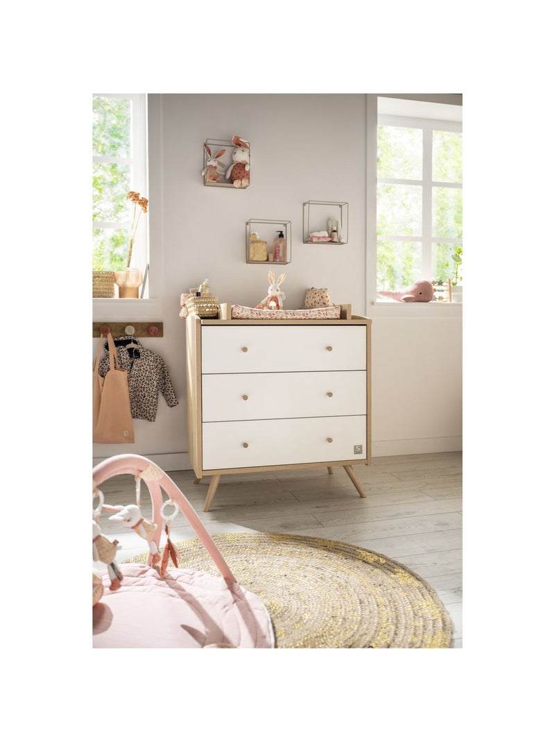 Commode met 3 lades Wit Bruin - Kiabi