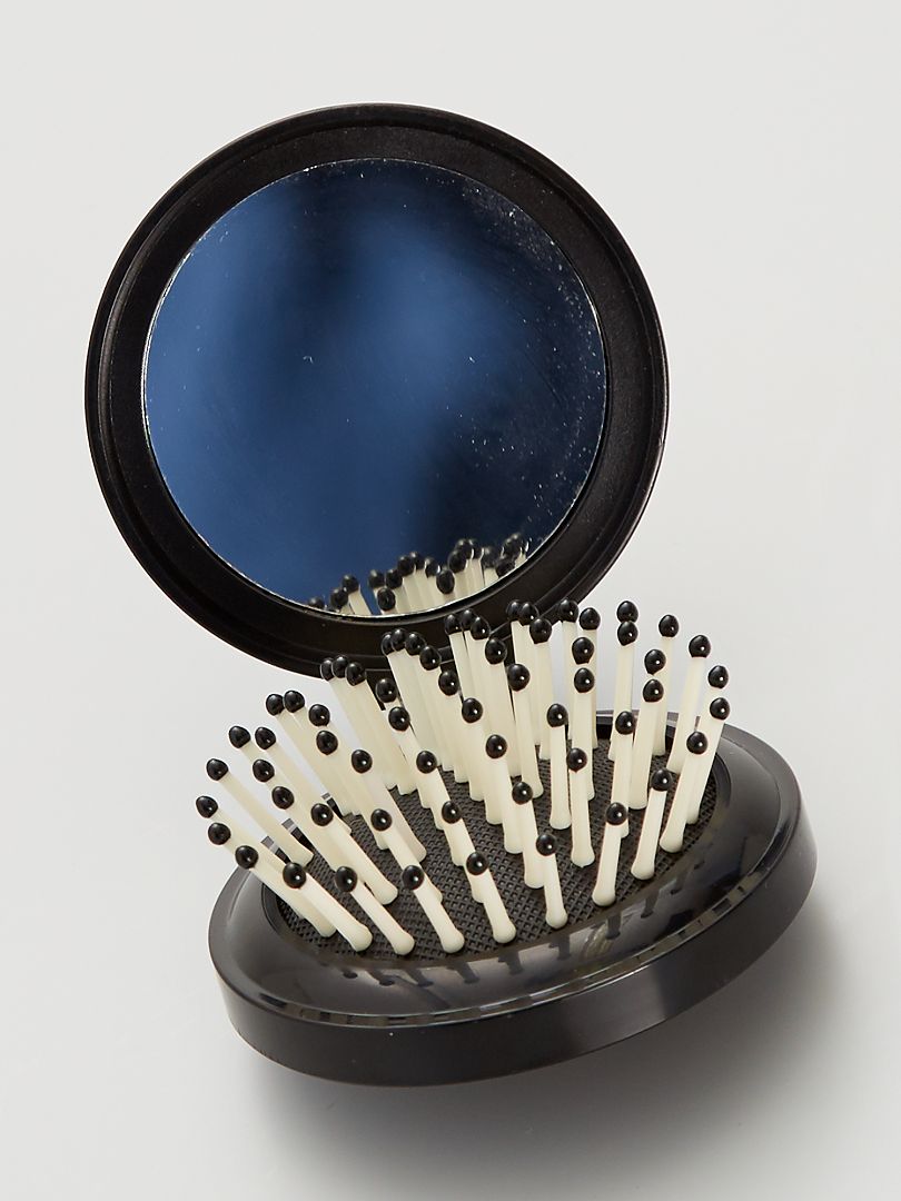 Compacte haarborstel met afgeronde tanden zwart - Kiabi