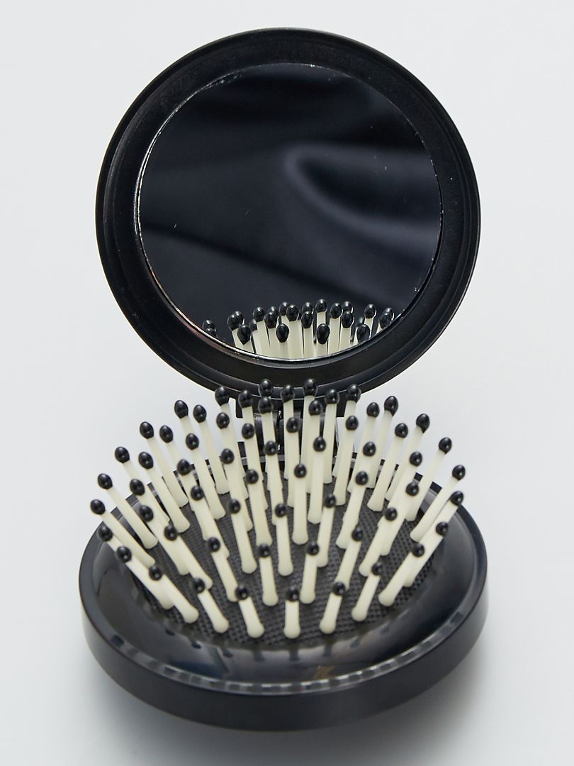 Compacte haarborstel met afgeronde tanden ZWART - Kiabi