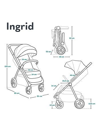 Compacte kinderwagen LIONELO Ingrid – Vering – Tot 22 kg – Lichtgewicht en opvouwbaar
