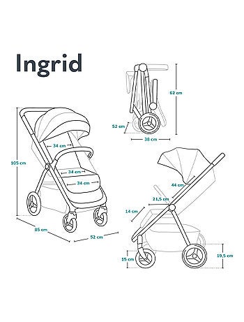 Compacte kinderwagen LIONELO Ingrid – Vering – Tot 22 kg – Lichtgewicht en opvouwbaar