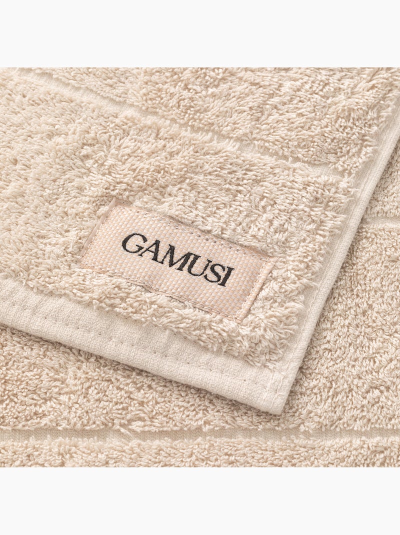 Complete badhanddoekenset 100% katoen, badstof 600 g/m², met ophanglus - Gamusi Zand - Kiabi