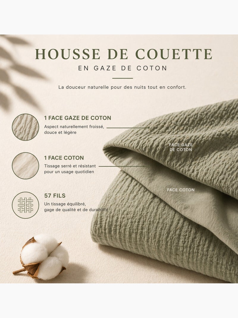 Complete dekbedovertrekset – 2 kussenslopen 63x63 cm + hoeslaken Zand - Kiabi