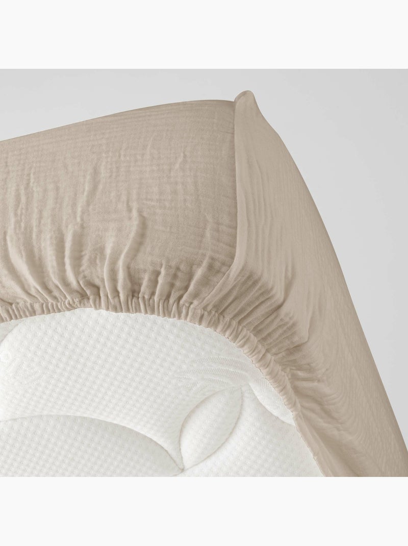 Complete dekbedovertrekset – 2 kussenslopen 63x63 cm + hoeslaken Zand - Kiabi