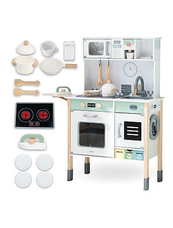 Complete montessori houten kinderkeuken met licht, geluid en verstelbaar werkblad