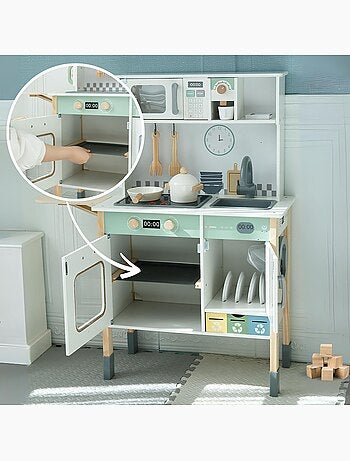 Complete montessori houten kinderkeuken met licht, geluid en verstelbaar werkblad