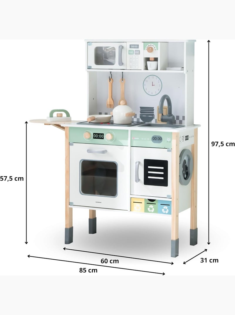 Complete montessori houten kinderkeuken met licht, geluid en verstelbaar werkblad N.v.t. - Kiabi
