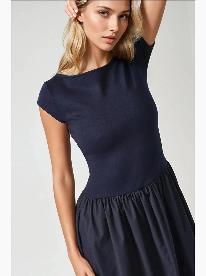 Contrast midi-jurk hiccup Marineblauw - Kiabi