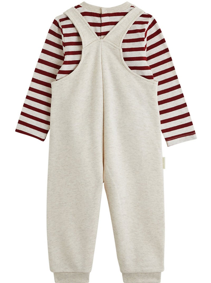 Copy of ensemble salopette bébé en molleton et t-shirt moka Beige - Kiabi