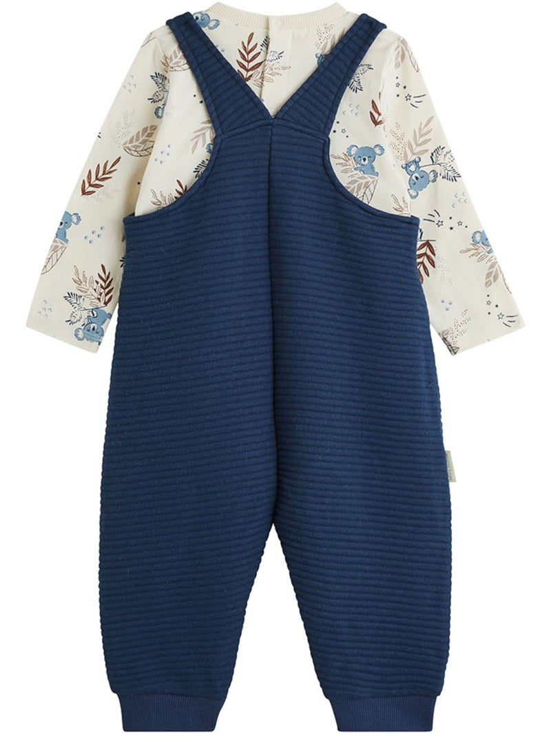 Copy of ensemble salopette bébé en molleton et t-shirt moka Blauw - Kiabi