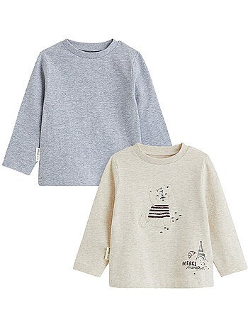 Copy of lot de 2 t-shirts bébé manches longues moka